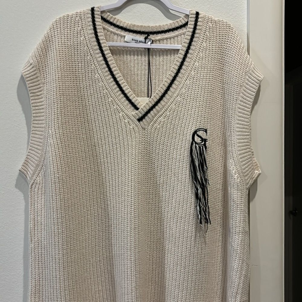 NWT Sans Gene OVERSIZED KNIT VEST Medium Embroidered Wool Cashmere Blend‌ Dress - Picture 4 of 16